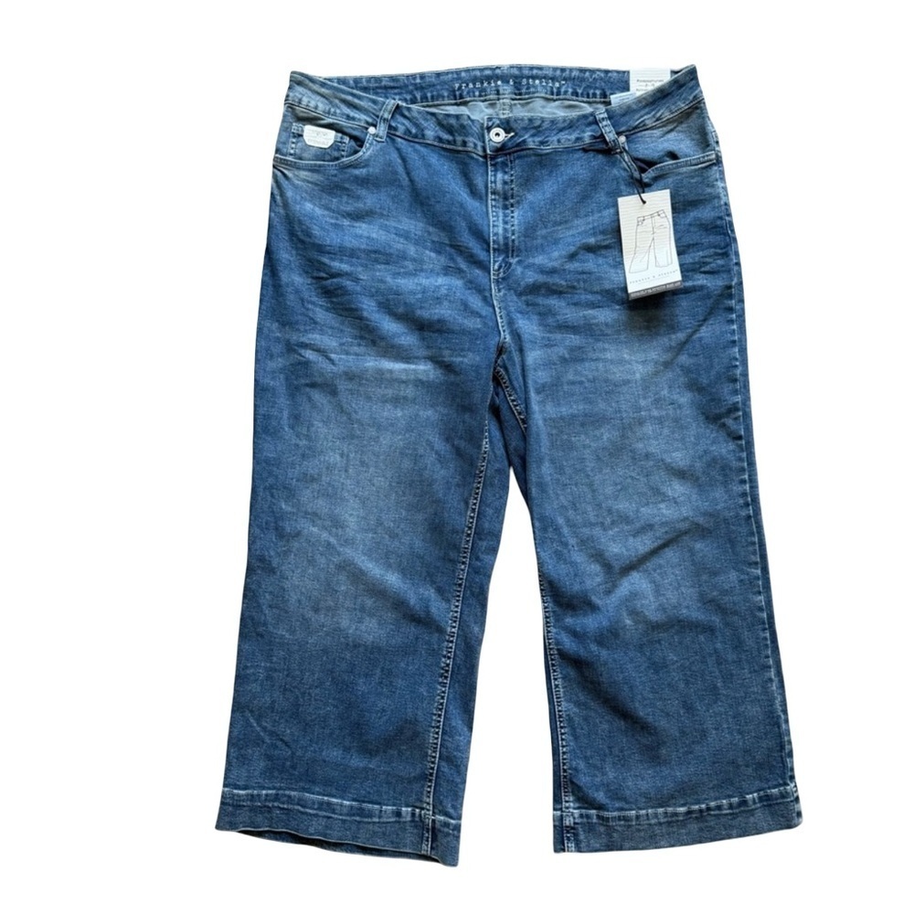 Frankie & Stella Casual Blue Cropped Capri Flare Jeans Size 26W Plus Denim